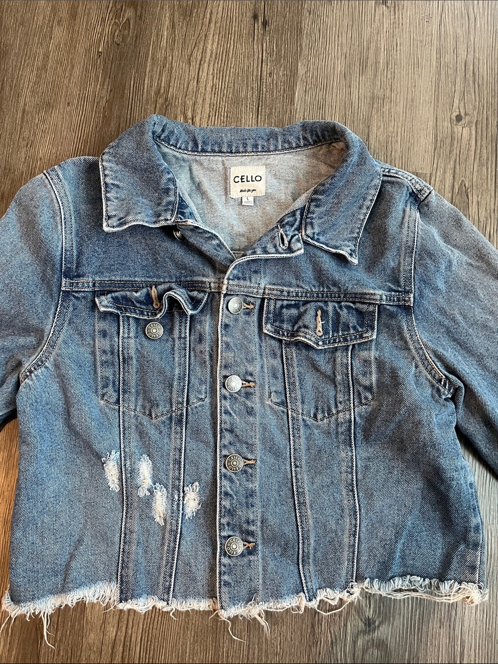Cello Distressed Light Blue Denim Jacket